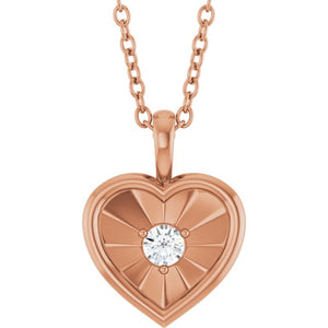 1/10 CTW Natural Diamond Heart Pendant in 14K Gold & Platinum