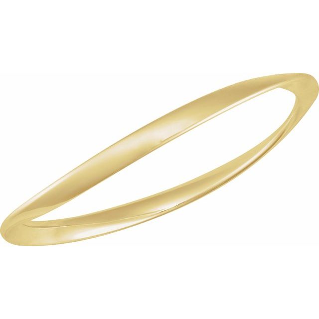 14K Yellow Gold, 7.5 Inch Wavy Bangle Bracelet – Elegant Design