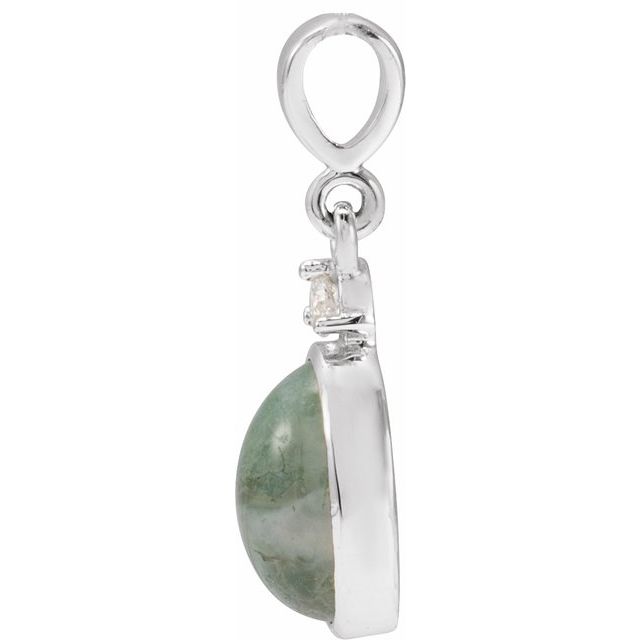 14K White Gold Natural Ethiopian Opal & Diamond Pendant - Bezel-Set