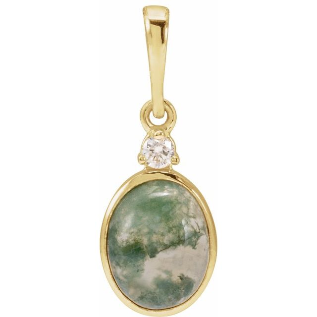 14K White Gold Natural Ethiopian Opal & Diamond Pendant - Bezel-Set