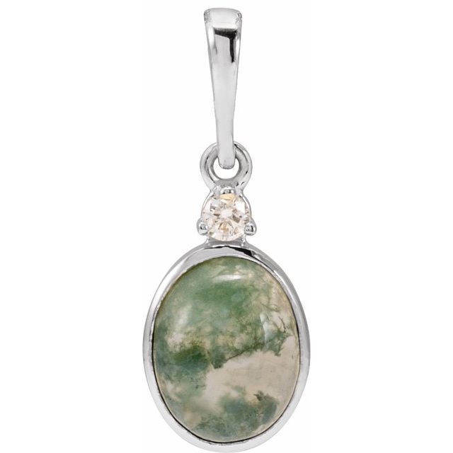 Natural Ethiopian Opal & Natural Diamond Bezel-Set Pendant in 14K Gold, Silver & Platinum