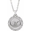 14K White Gold Engravable Scroll Necklace - 16.6x12.1 mm