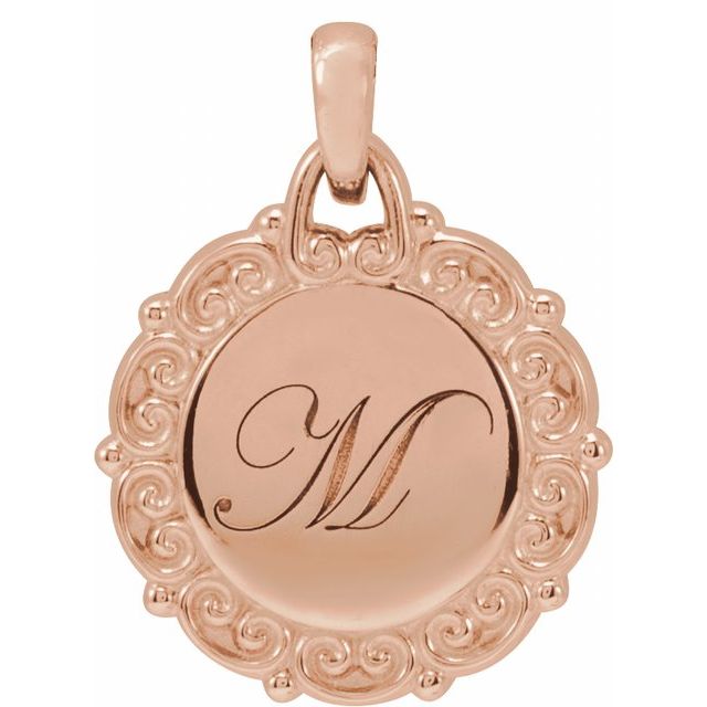 Engravable 14K White Gold Scroll Pendant - Polished Finish