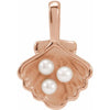 14K Rose Gold Cultured White Seed Pearl Family Shell Pendant with Single Stone