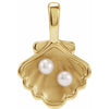 14K Rose Gold Cultured White Seed Pearl Family Shell Pendant with Single Stone