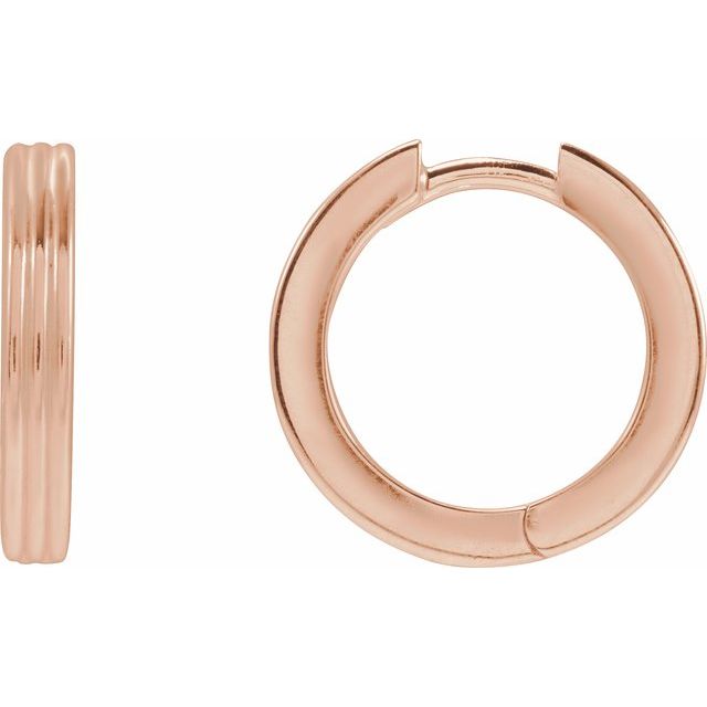 14K Gold Ribbed Huggie Earring