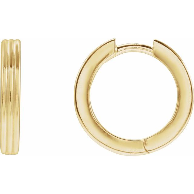 14K Gold Ribbed Huggie Earring