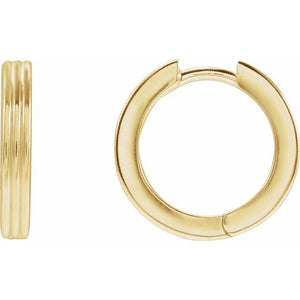 14K Gold Ribbed Huggie Earring