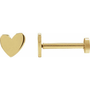 14K Gold Asymmetrical Heart Earring