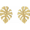 14K White Gold Monstera Leaf Stud Earrings â€“ Elegant Design