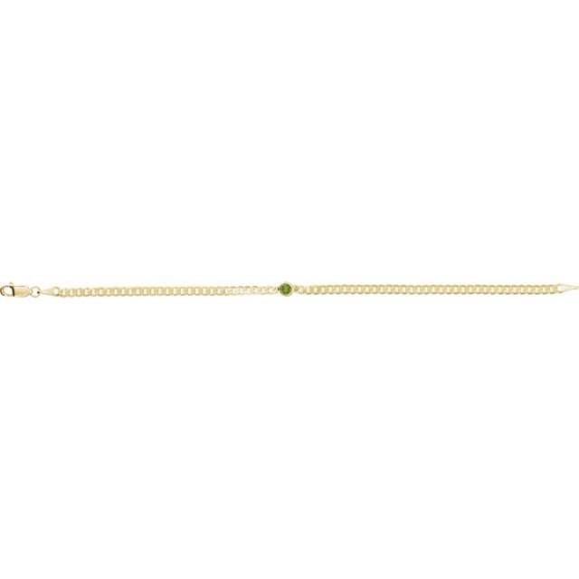 14K Yellow Gold, 7x5 mm Natural Diamond Link Bracelet - Elegant Design