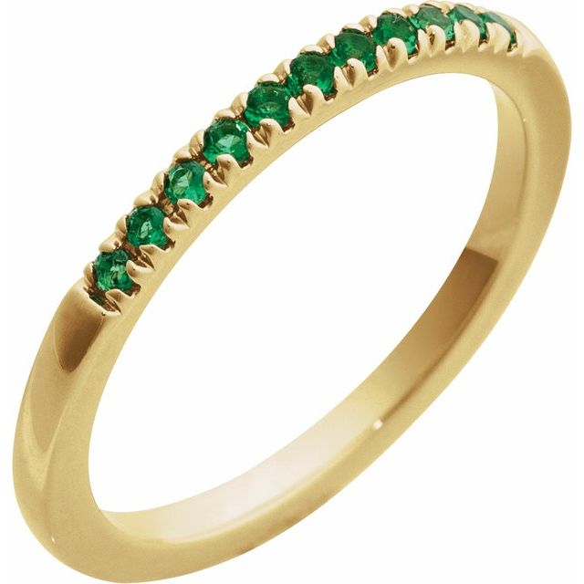 Lab-Grown Emerald, Ruby & Blue Sapphire Stackable Ring in 14K Gold & Silver