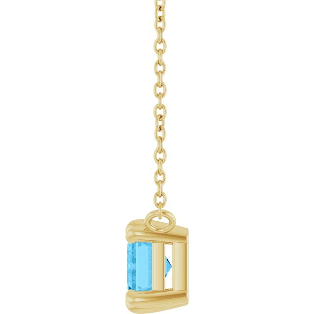 14K Yellow Gold, 7x5 mm Natural London Blue Topaz Necklace - Elegant Design