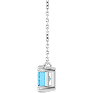 14K Yellow Gold, 7x5 mm Natural London Blue Topaz Necklace - Elegant Design
