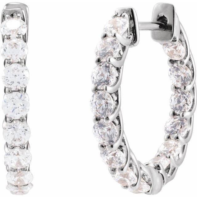 14K Yellow Gold 2.2 CTW Natural Diamond Inside-Outside Hoop Earrings