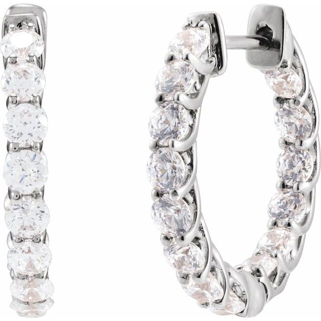 14K Gold Natural Diamond Inside-Outside Hoop Earrings