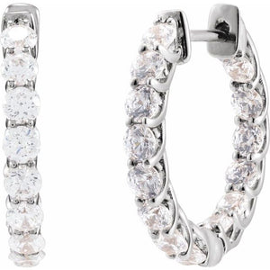 14K Gold Natural Diamond Inside-Outside Hoop Earrings
