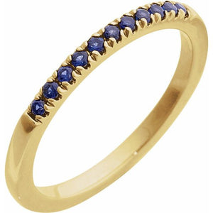 Lab-Grown Emerald, Ruby & Blue Sapphire Stackable Ring in 14K Gold & Silver