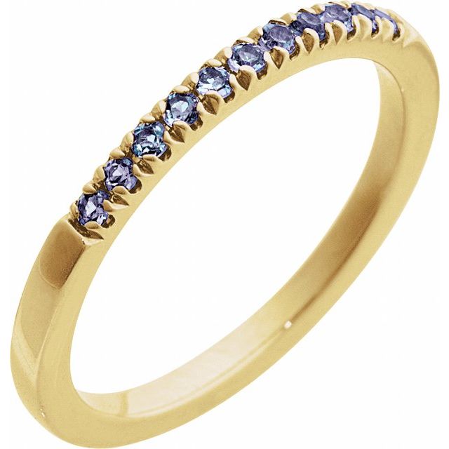 14K Gold Natural Pink Tourmaline Stackable Ring