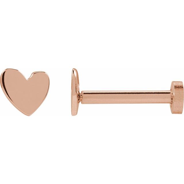 14K Gold Asymmetrical Heart Earring