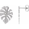 14K White Gold Monstera Leaf Stud Earrings â€“ Elegant Design