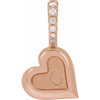 14K Rose Gold .03 Carat Natural Diamond Sideways Heart Pendant with Engravable Design