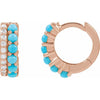 14K Rose Gold Huggie Hoop Earrings with Natural Turquoise and 1/8 CTW Diamonds