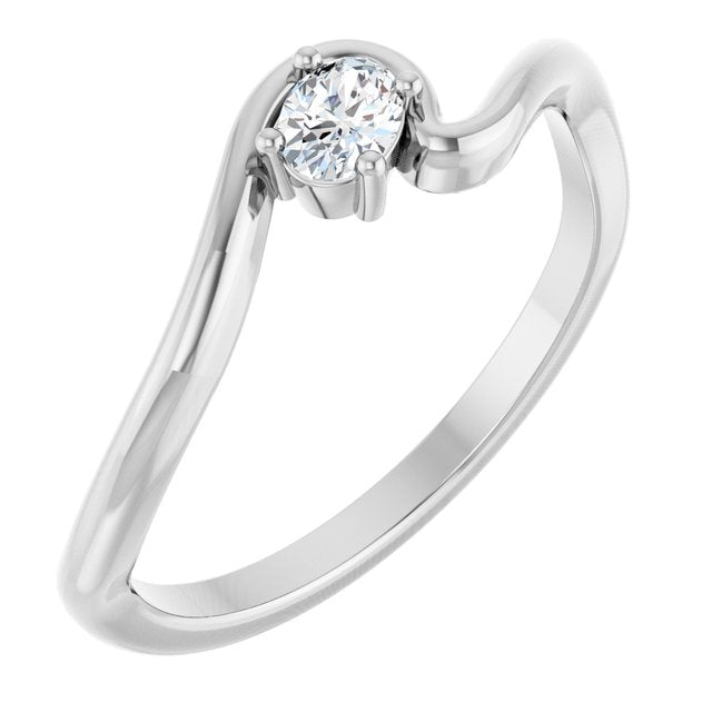 14K Gold Natural Diamond Freeform Solitaire Ring
