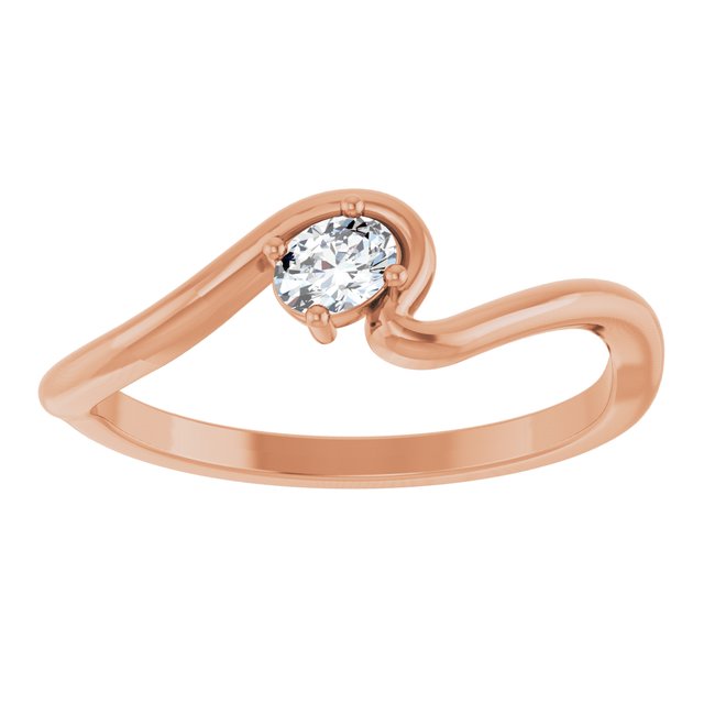 14K Gold Natural Diamond Freeform Solitaire Ring