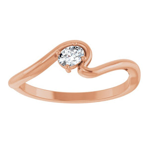 14K Gold Natural Diamond Freeform Solitaire Ring