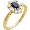 14K Yellow Gold Lab-Grown Blue Sapphire & Diamond Accent Ring