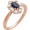 14K Yellow Gold Lab-Grown Blue Sapphire & Diamond Accent Ring