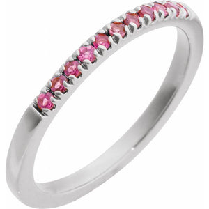 Natural Pink Tourmaline Stackable Ring Crafted in 14K Gold & Silver