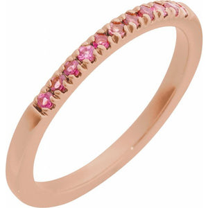 Natural Pink Tourmaline Stackable Ring with Gemstone Options in 14K Gold & Silver