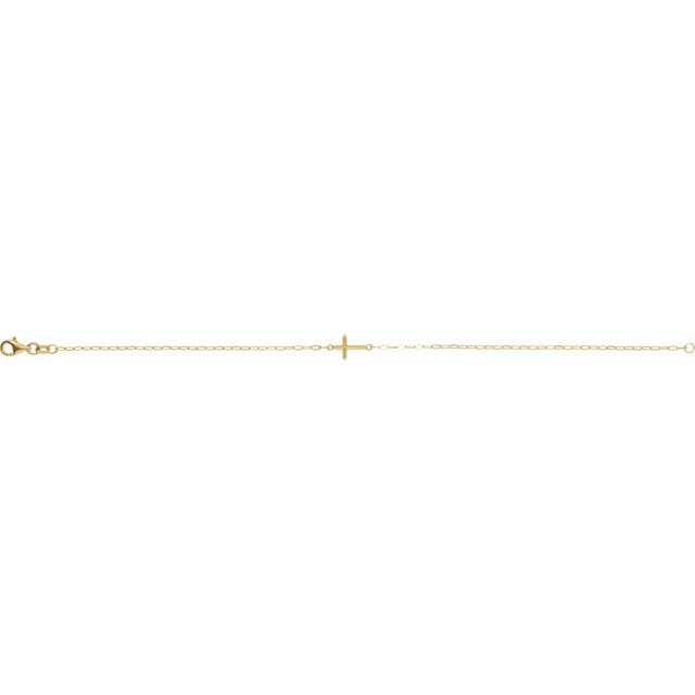 14K Rose Gold, 12.4x7 mm Sideways Cross Bracelet – Elegant Design