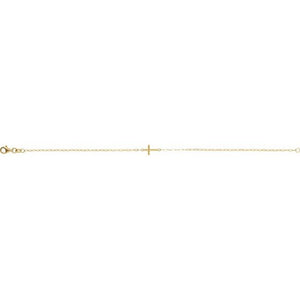 14K Rose Gold, 12.4x7 mm Sideways Cross Bracelet – Elegant Design