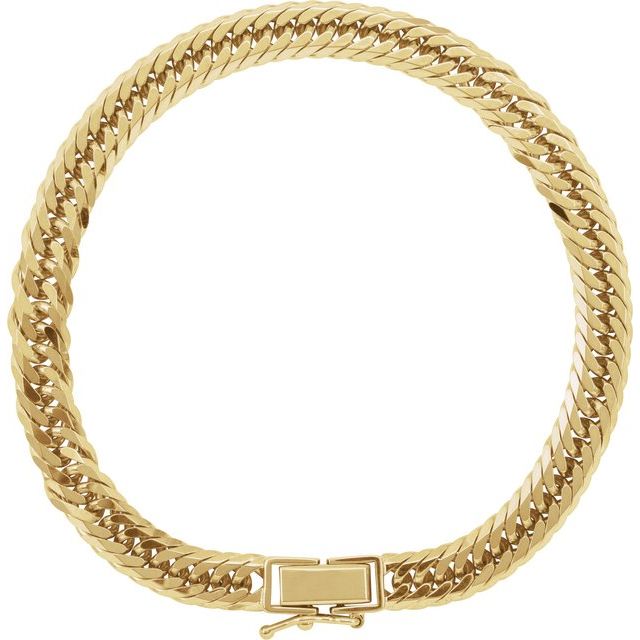 18K Yellow Gold, 6.2 mm Diamond-Cut 7" Curb Chain - Elegant Finish