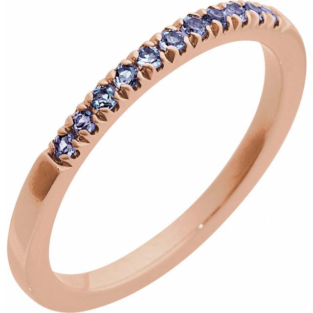 14K Rose Gold Natural Pink Tourmaline Stackable Ring