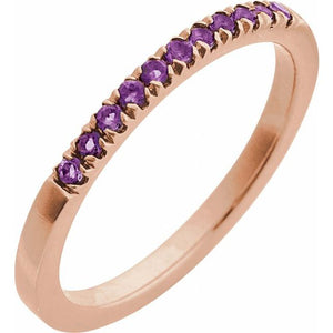 14K Rose Gold Natural Pink Tourmaline Stackable Ring