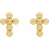 14K White Gold Beaded Cross Press Fit Stud Earrings