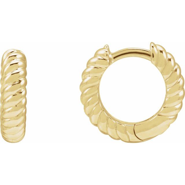 14K Gold Rope Huggie Earring