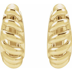 Platinum 15.3 mm Rope Dome Hoop Earrings - Elegant Design