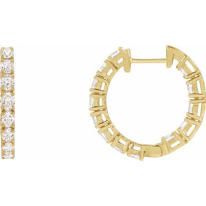 14K Gold Natural Diamond Hoop Earrings