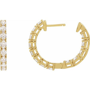 14K Yellow Gold 2 5/8 CTW Natural Diamond Inside-Outside Hoop Earrings