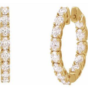 14K Yellow Gold 2 5/8 CTW Natural Diamond Inside-Outside Hoop Earrings