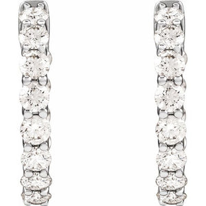 14K Yellow Gold 2.2 CTW Natural Diamond Inside-Outside Hoop Earrings