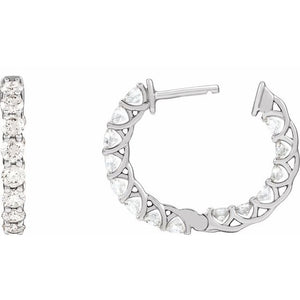 14K Yellow Gold 2.2 CTW Natural Diamond Inside-Outside Hoop Earrings