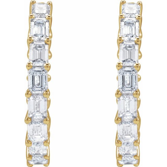 3 CTW Natural Diamond Inside-Outside 14K Yellow Gold Hoop Earrings