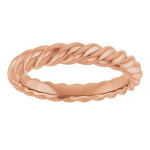 Rope Standard-Fit Band | 14K Gold, 18K Gold, Silver & Platinum | 3.5 Mm