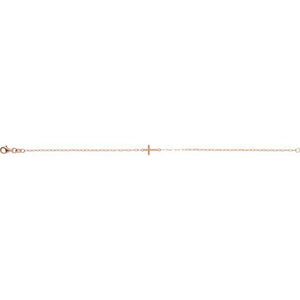 14K Rose Gold, 12.4x7 mm Sideways Cross Bracelet – Elegant Design